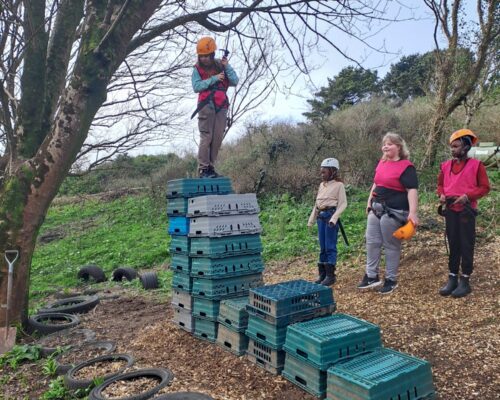 Climbing the crates